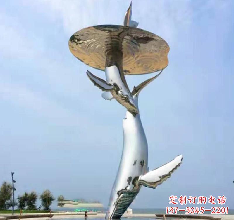 海南不锈钢海豚雕塑精美的艺术品