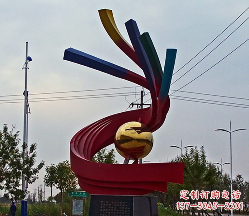 海南不锈钢飘带雕塑艺术与自然的完美结合