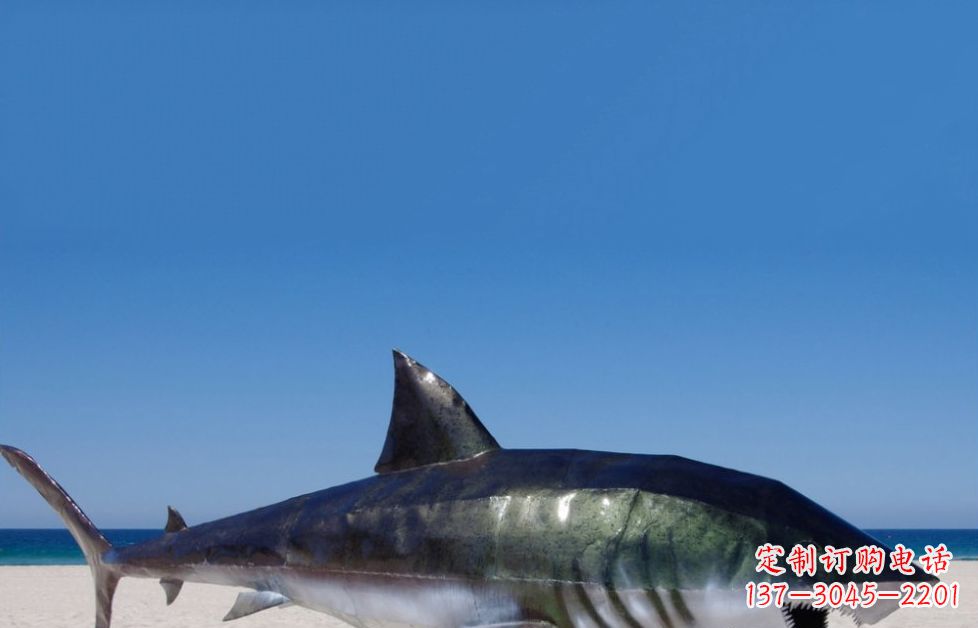 海南海洋生物之美——不锈钢鲨鱼雕塑