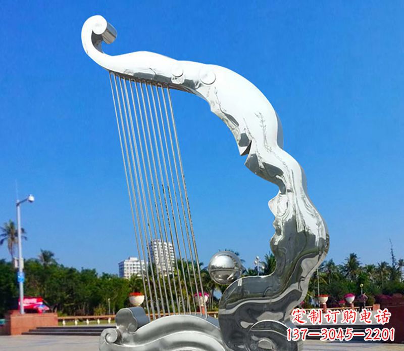海南不锈钢竖琴雕塑——传承古典音乐之美