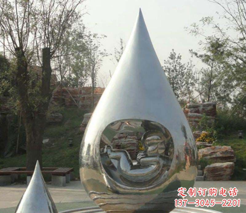 海南不锈钢水滴雕塑精致简约的艺术之美