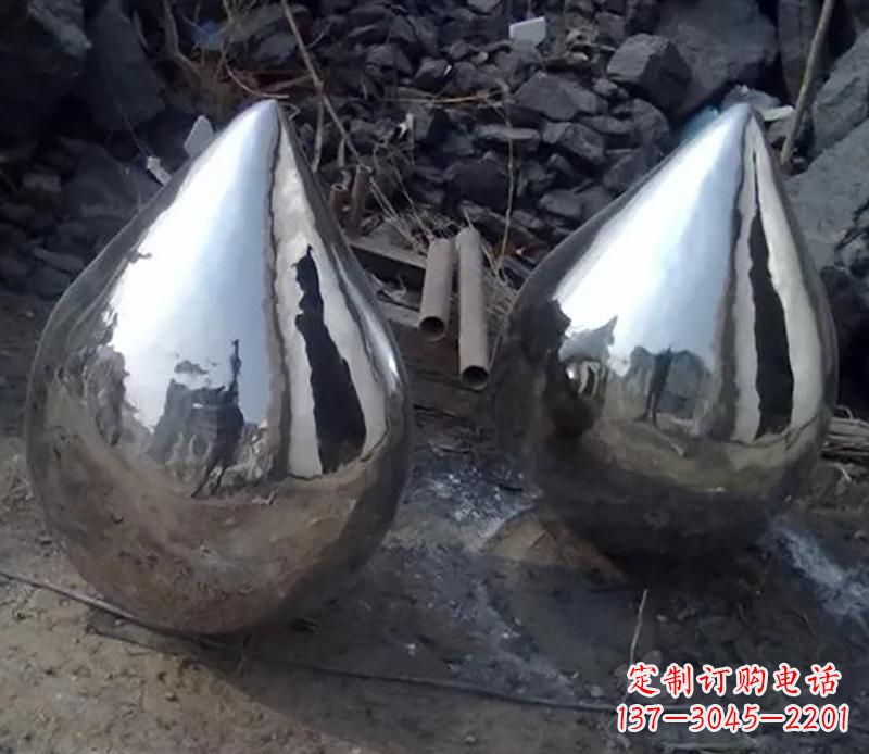 海南不锈钢水滴雕塑美丽绽放