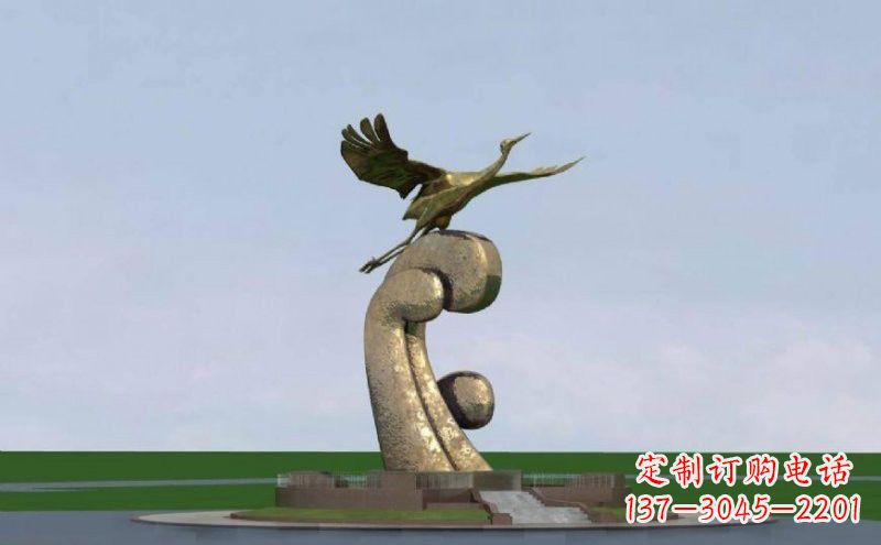 海南不锈钢仙鹤雕塑象征着美丽和宁静