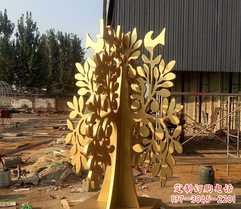 海南不锈钢树叶雕塑艺术的精美表现