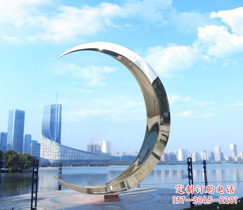 海南不锈钢月亮雕塑象征着美丽的月亮