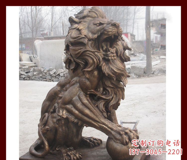 海南传统工艺——踩球欧式狮子铜雕