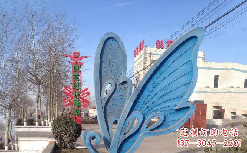 海南抽象不锈钢蝴蝶雕塑把美丽永久定格
