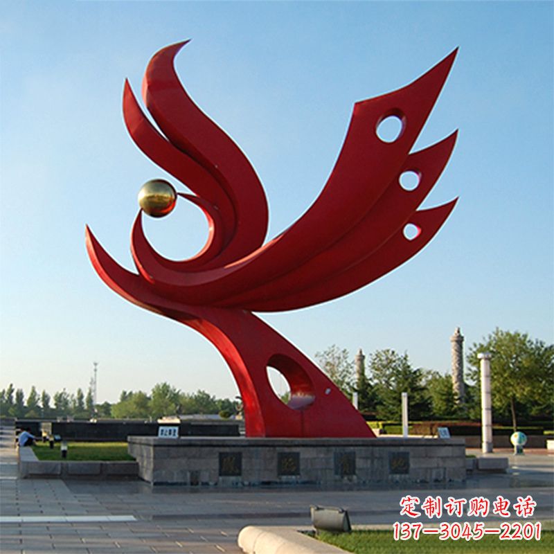 海南精美凤凰雕塑点缀公园园林景观