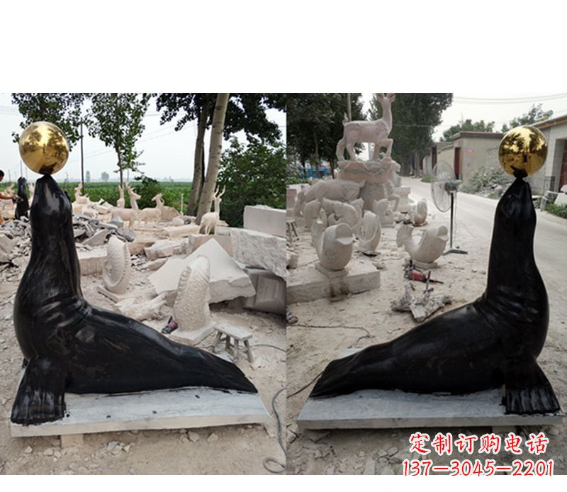 海南大理石海豹雕塑