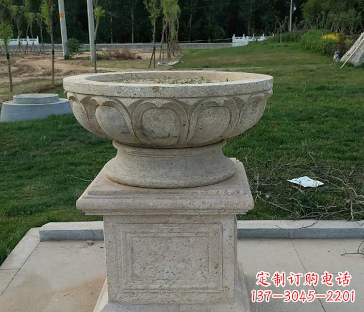 海南大理石花盆石雕