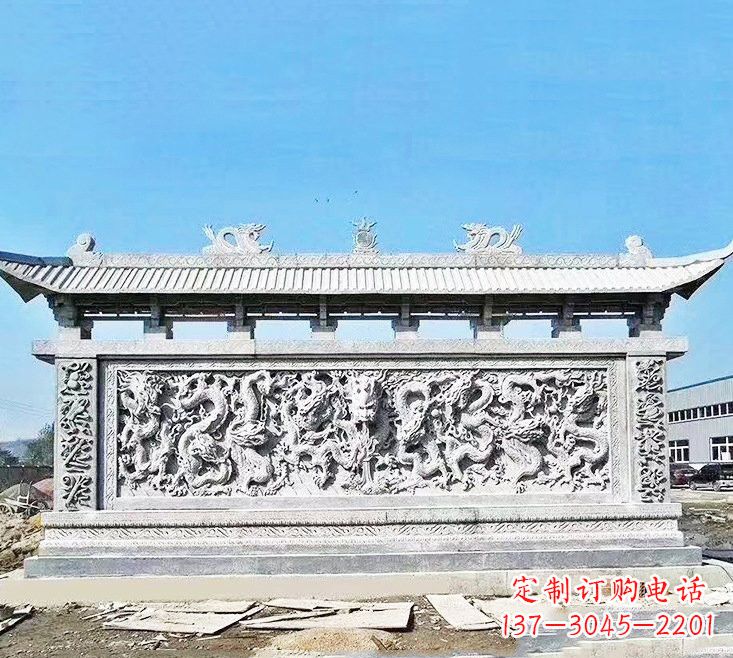 海南精美大理石九龙壁雕塑
