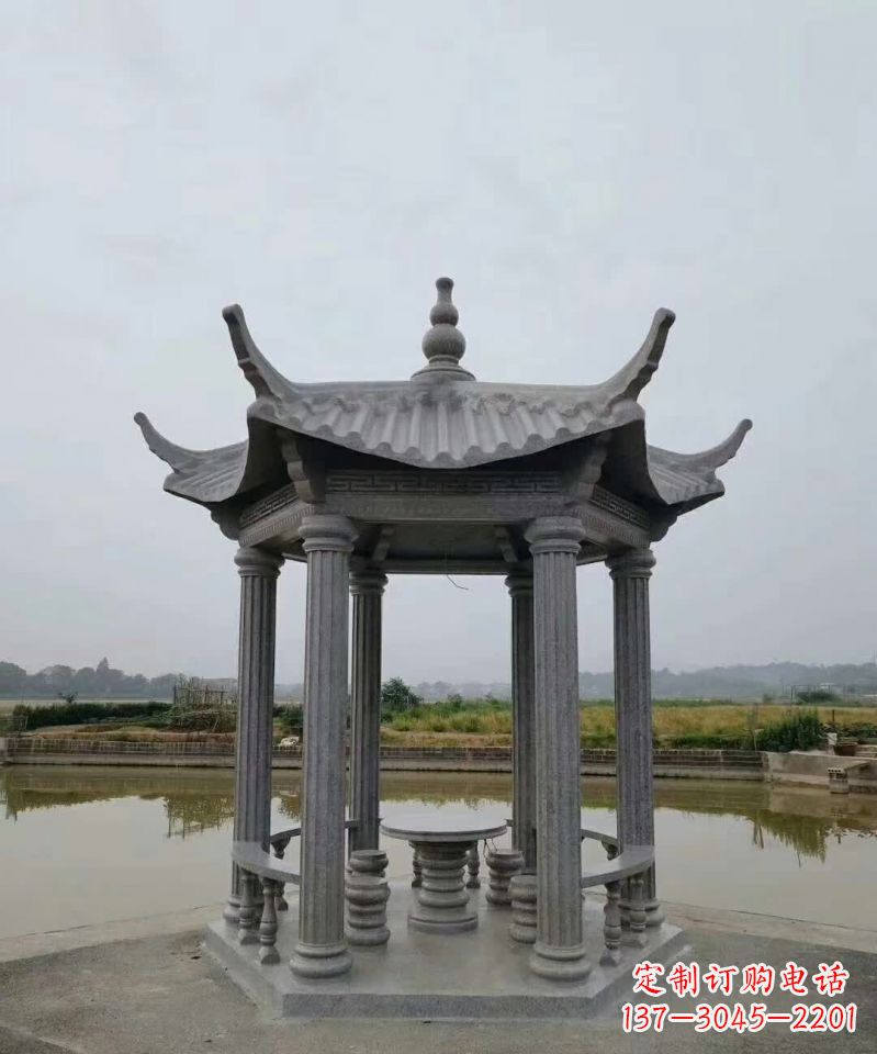 海南大理石凉亭石雕塑，优雅经典无双