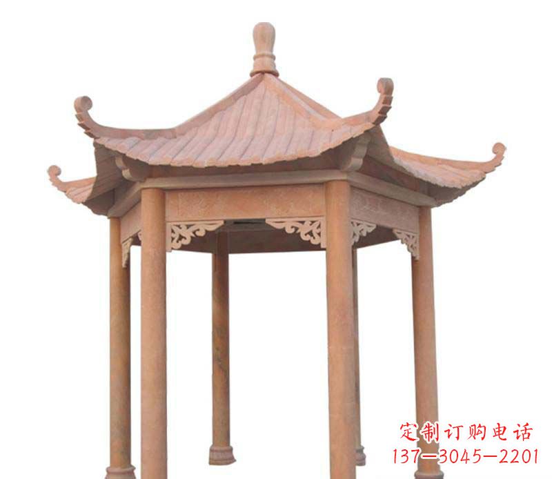 海南大理石六角凉亭雕塑