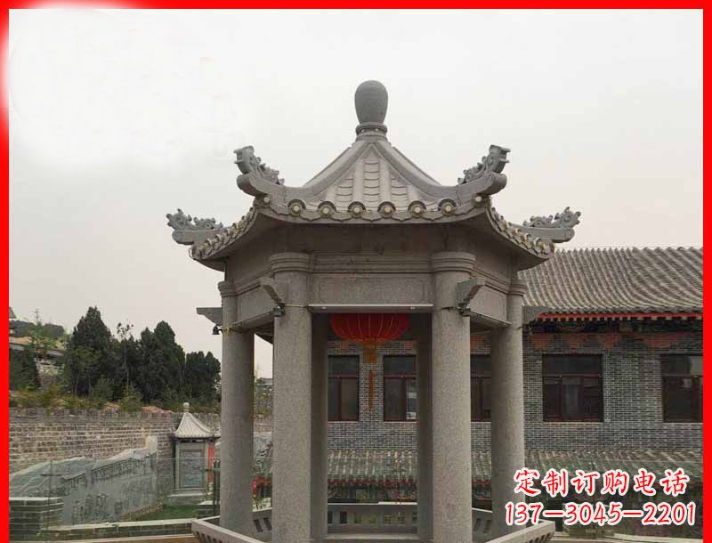 海南大理石六角凉亭石雕