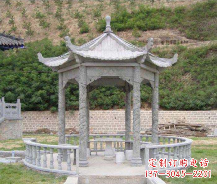 海南大理石六角石雕凉亭