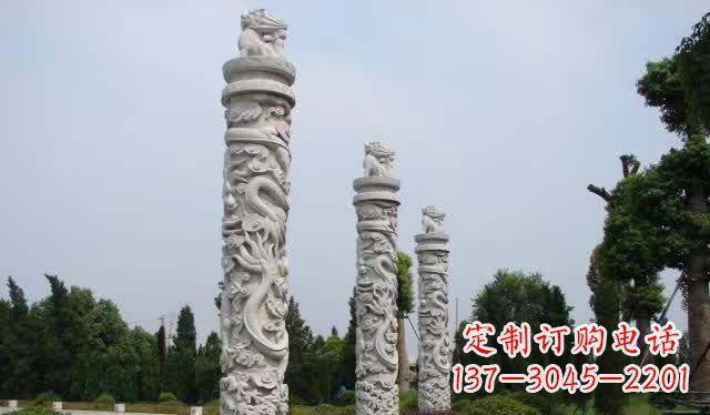 海南精美大理石龙柱雕塑