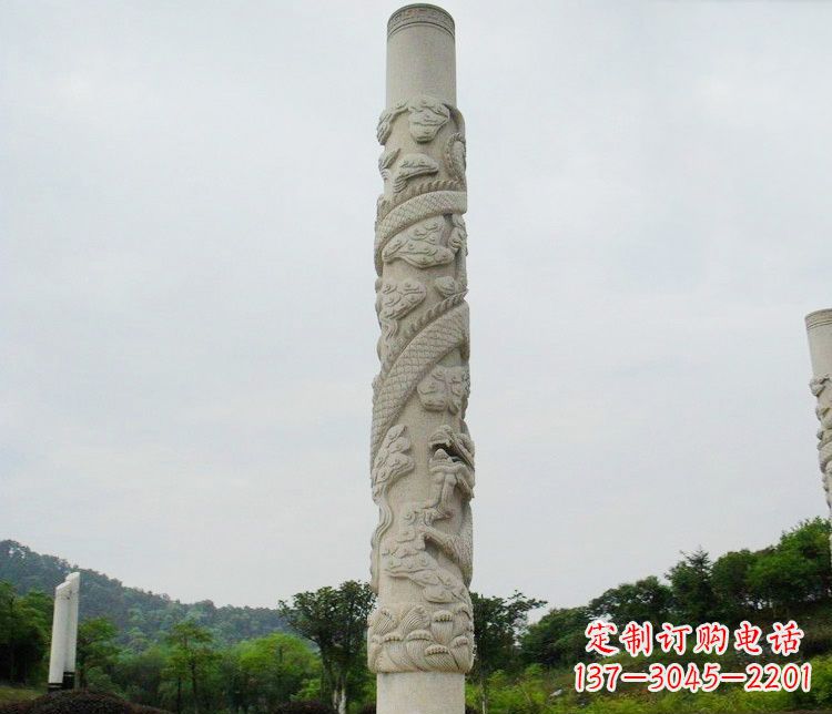 海南大理石盘龙柱雕塑
