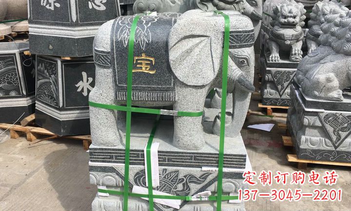 海南大理石大象门口石雕