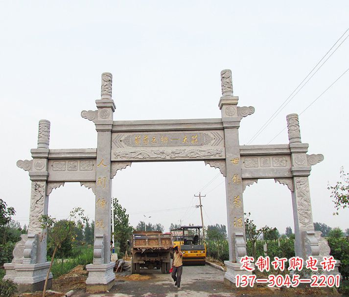海南大理石牌坊石雕,艺术精髓永不凋零