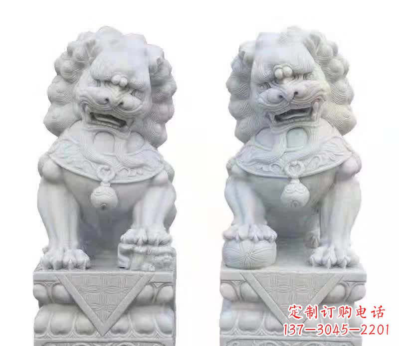 海南大理石狮子雕塑震撼视觉、传承文化
