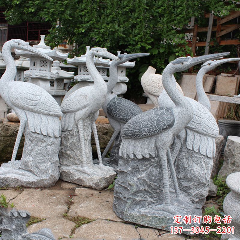 海南精美大理石仙鹤雕塑