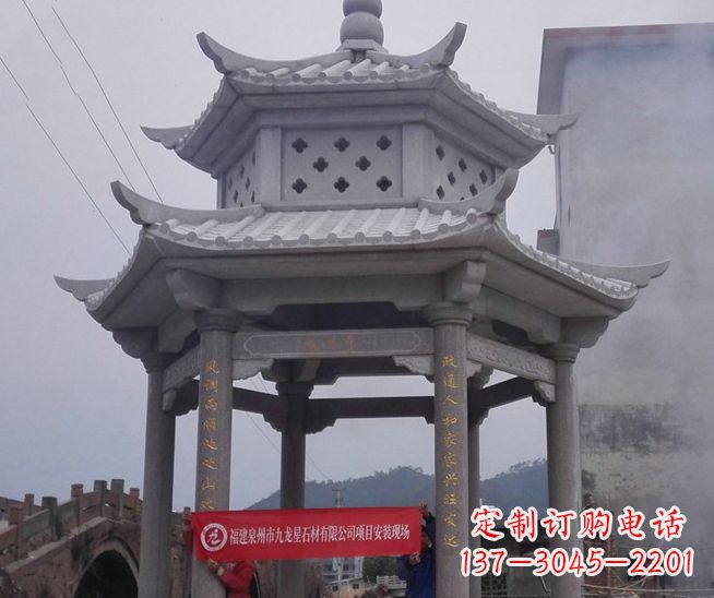 海南大理石双层石雕凉亭——独特的艺术结晶