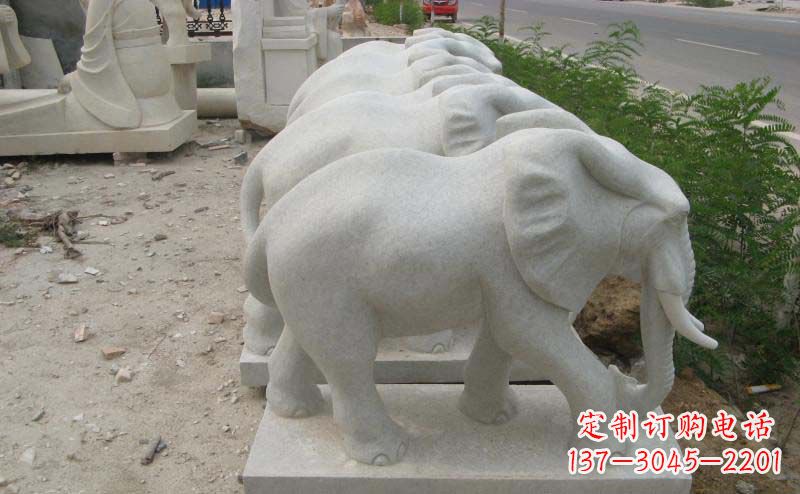 海南大理石小象公园动物石雕