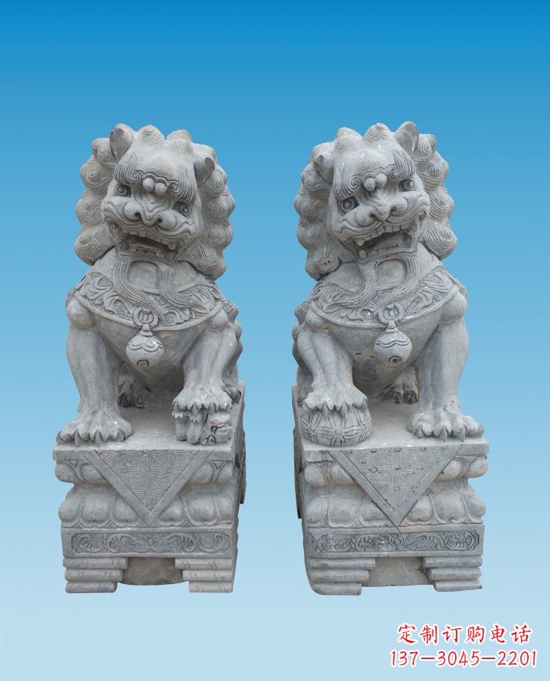 海南精致雕刻的大理石狮子雕塑