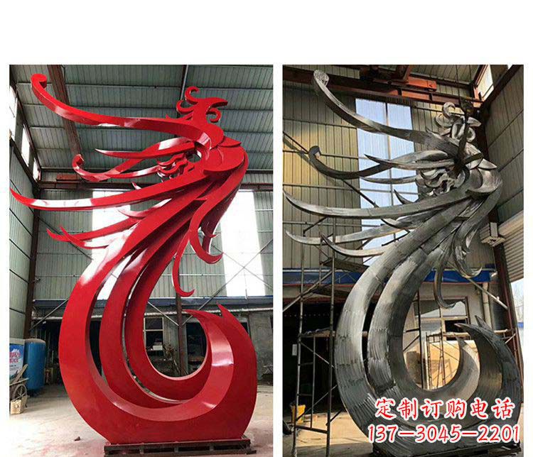 海南优雅凤凰不锈钢摆件雕塑