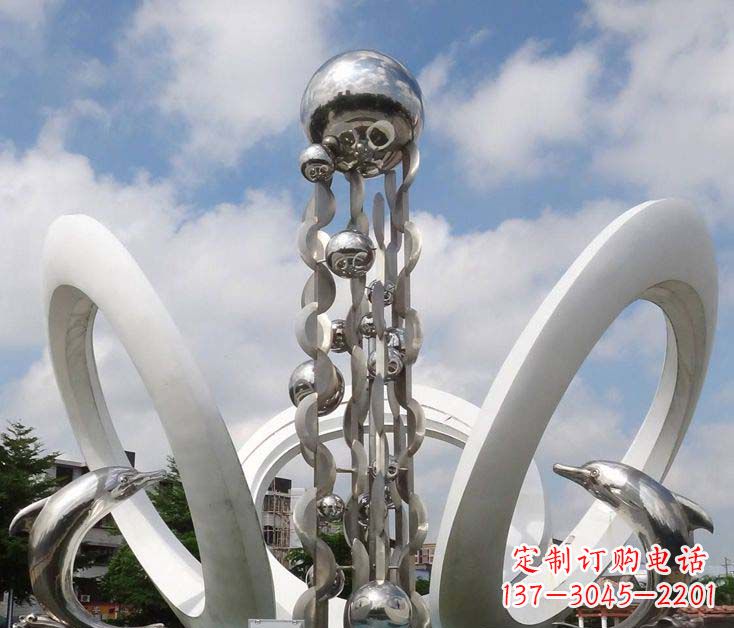 海南精致不锈钢海豚雕塑