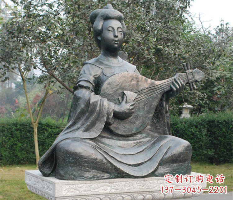 海南古典风情弹琵琶雕塑