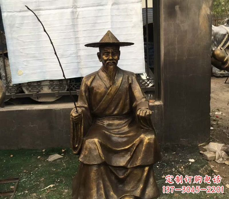 海南精美手工渔翁铜雕