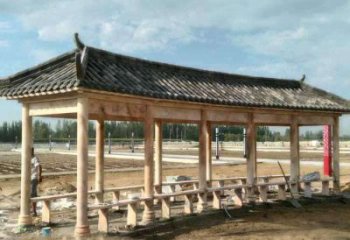 海南带瓦石雕长廊