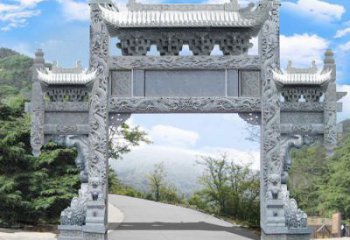 海南单门村口石雕牌坊 (3)