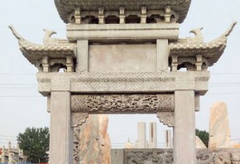 海南单门大理石牌坊石雕