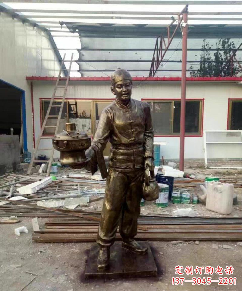 海南饭店门口店小二人物铜雕 (2)