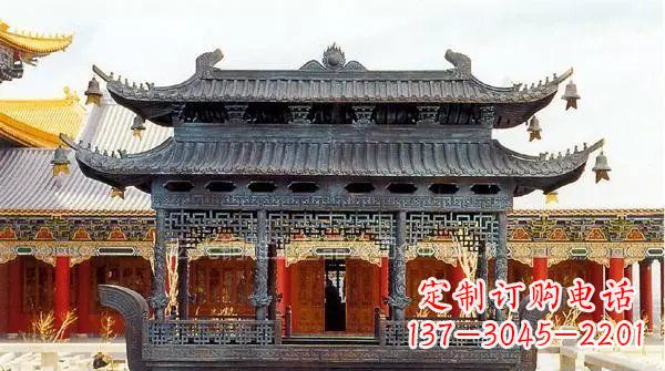 海南方形寺庙香炉铜雕塑