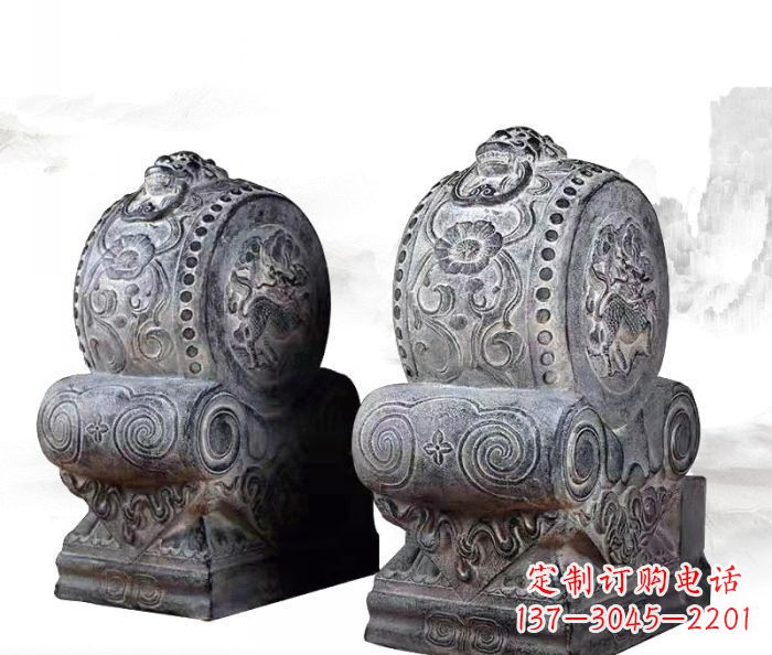 海南仿古抱鼓石门墩雕塑