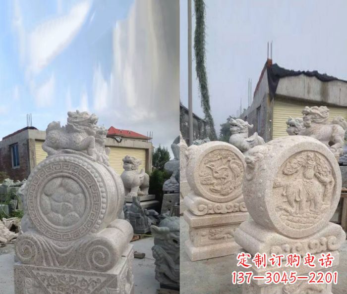 海南仿古抱鼓石门墩雕塑