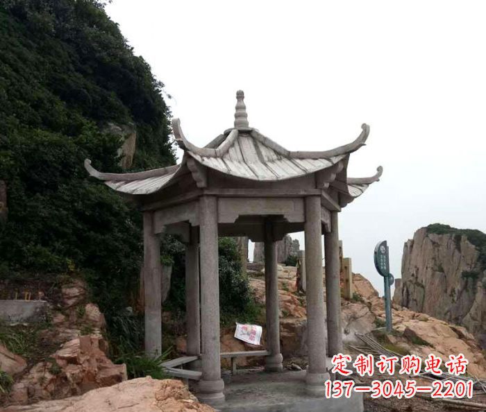 海南风格独特的仿古凉亭石雕