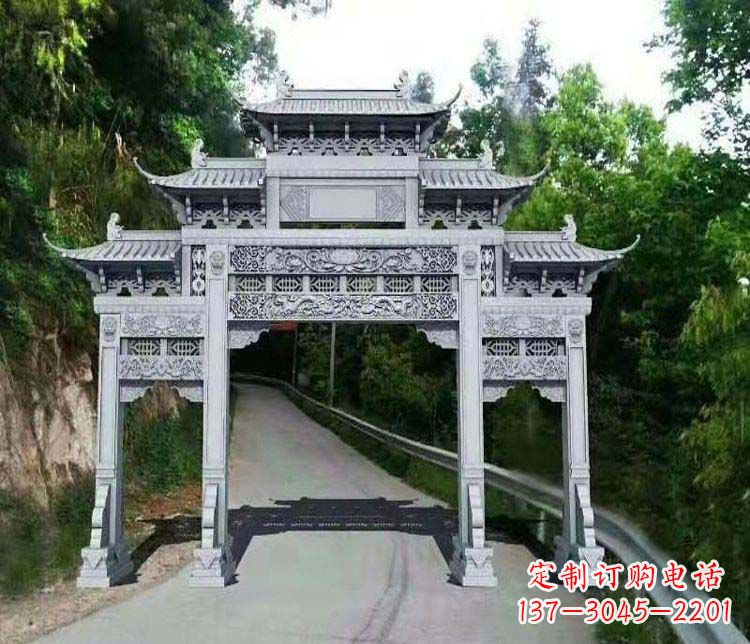 海南仿古三门牌坊石雕