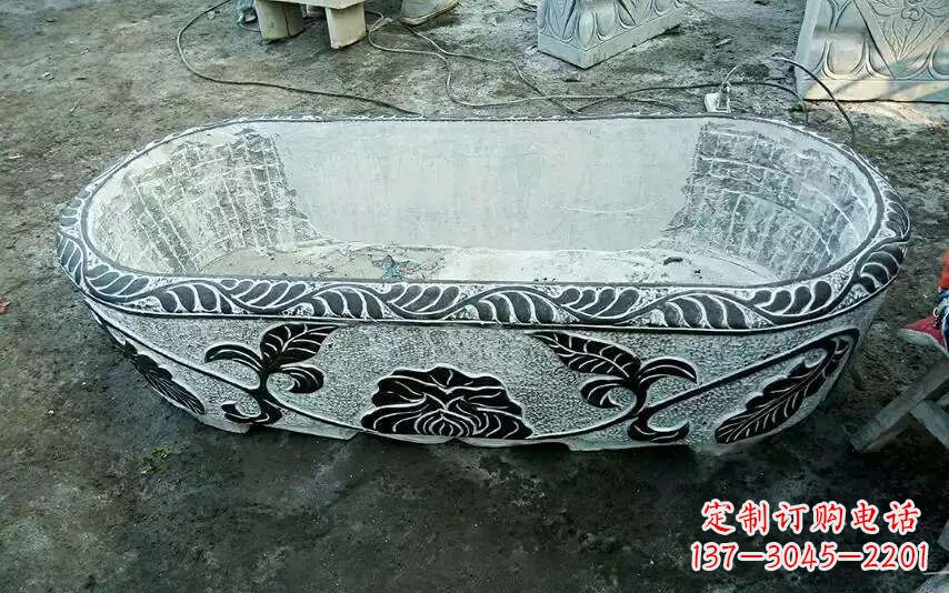 海南风格独特的仿古石头水缸雕塑