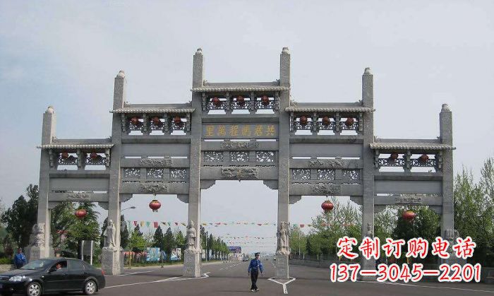 海南精美仿古石雕牌坊雕塑