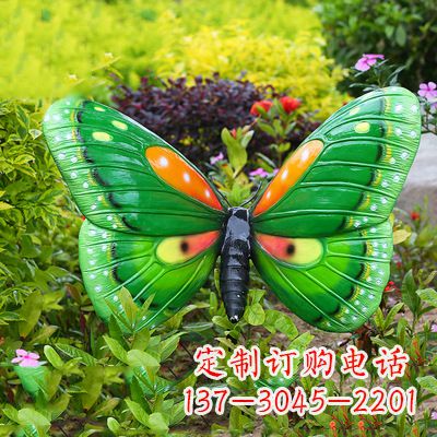 海南精致魅力的绿色蝴蝶雕塑