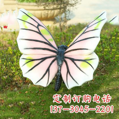 海南浅粉白色仿真蝴蝶雕塑