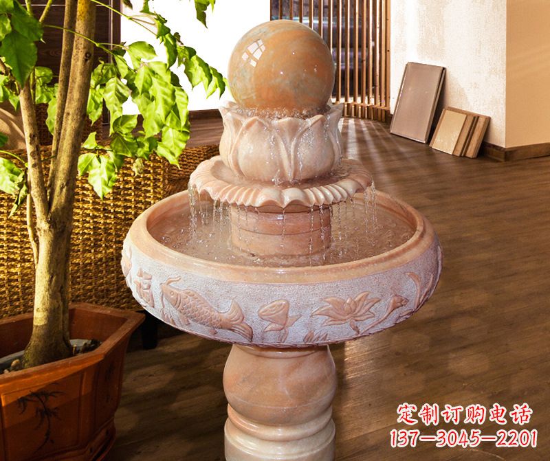 海南浑然天成的风水球石雕