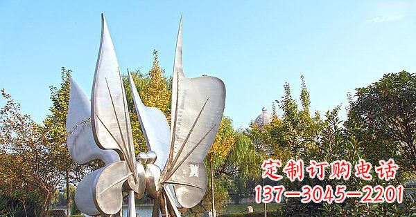 海南英伦风格精致不锈钢抽象蝴蝶雕塑
