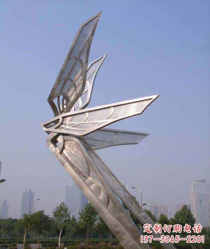 海南大型不锈钢蝴蝶翅膀雕塑