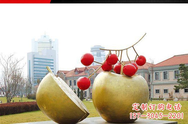 海南公园不锈钢苹果樱桃雕塑