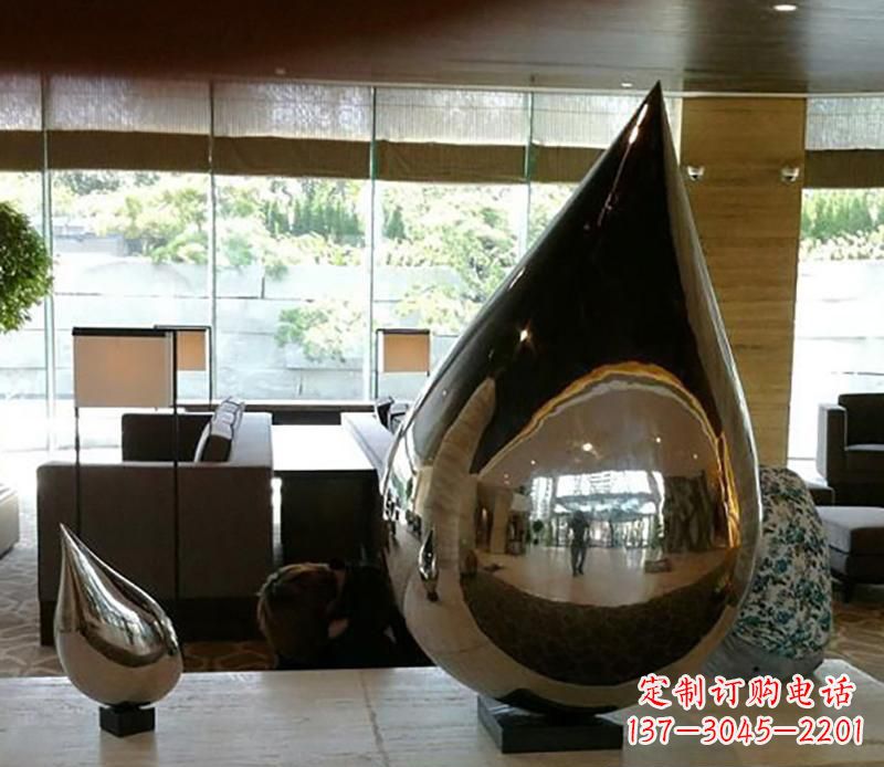 海南公园不锈钢水滴球景观雕塑